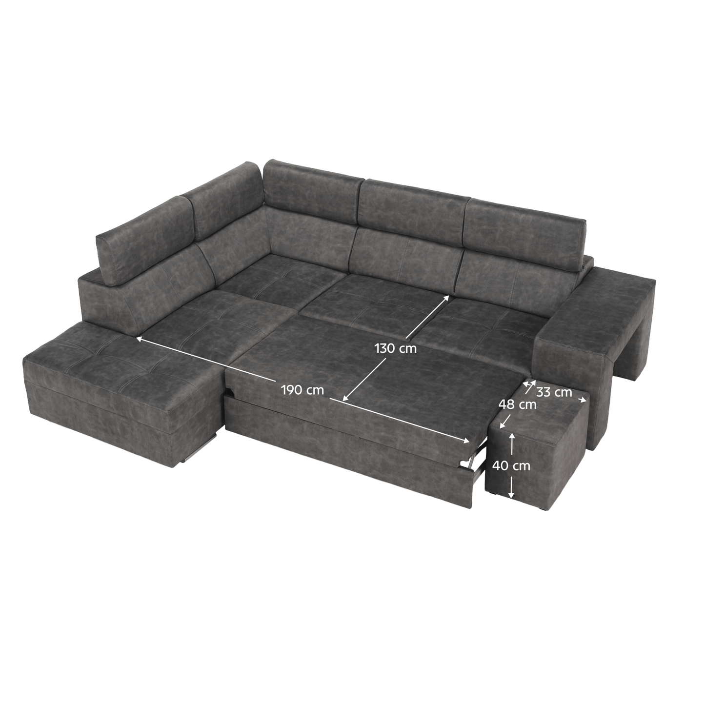 Set canapea, gri, pe stânga, MALAGA