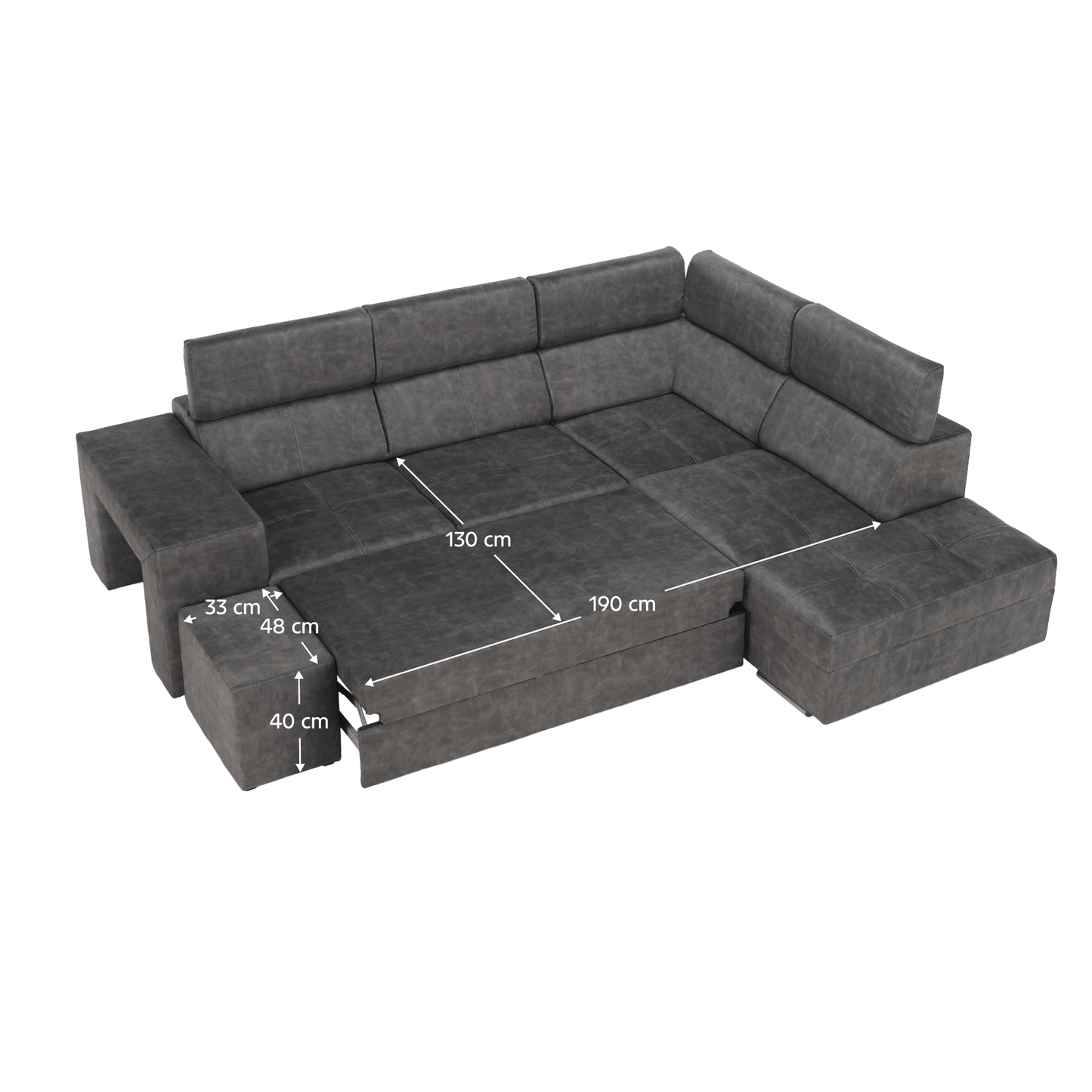 Set canapea, gri, pe dreapta, MALAGA