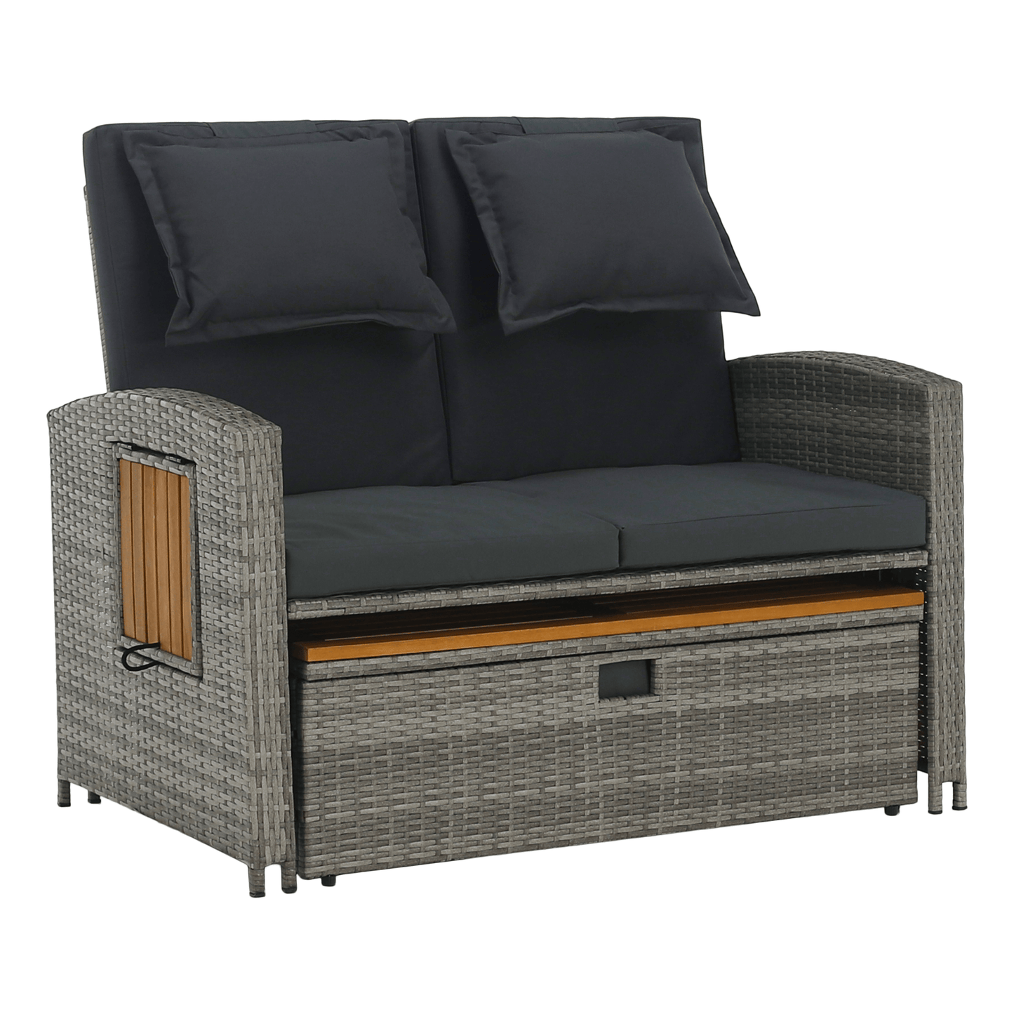 Canapea de grădină din ratan, gri/natural, MALORY