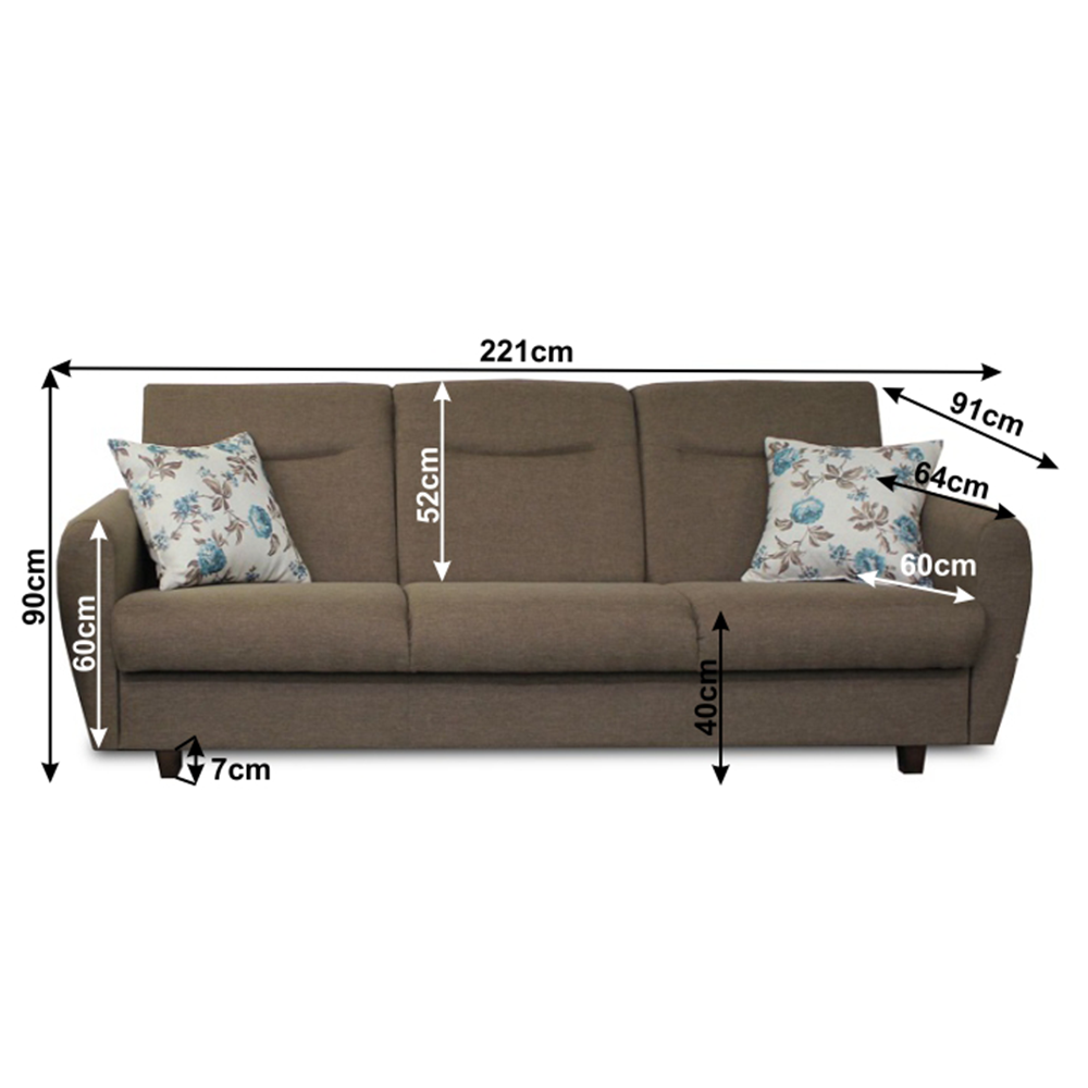 Canapea 3 locuri, extensibilă, maro Savana/cu model, MILO