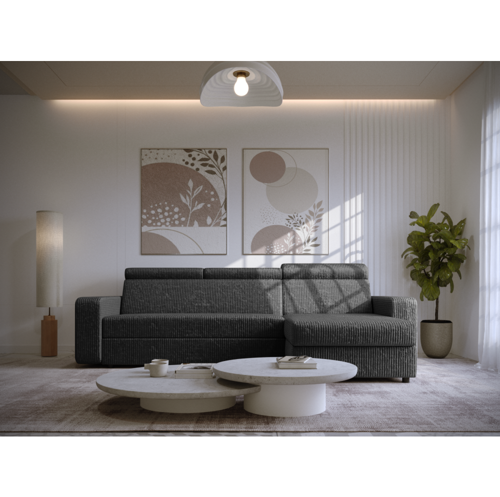 Set canapea de colţ, gri, pe dreapta, MORA ROH