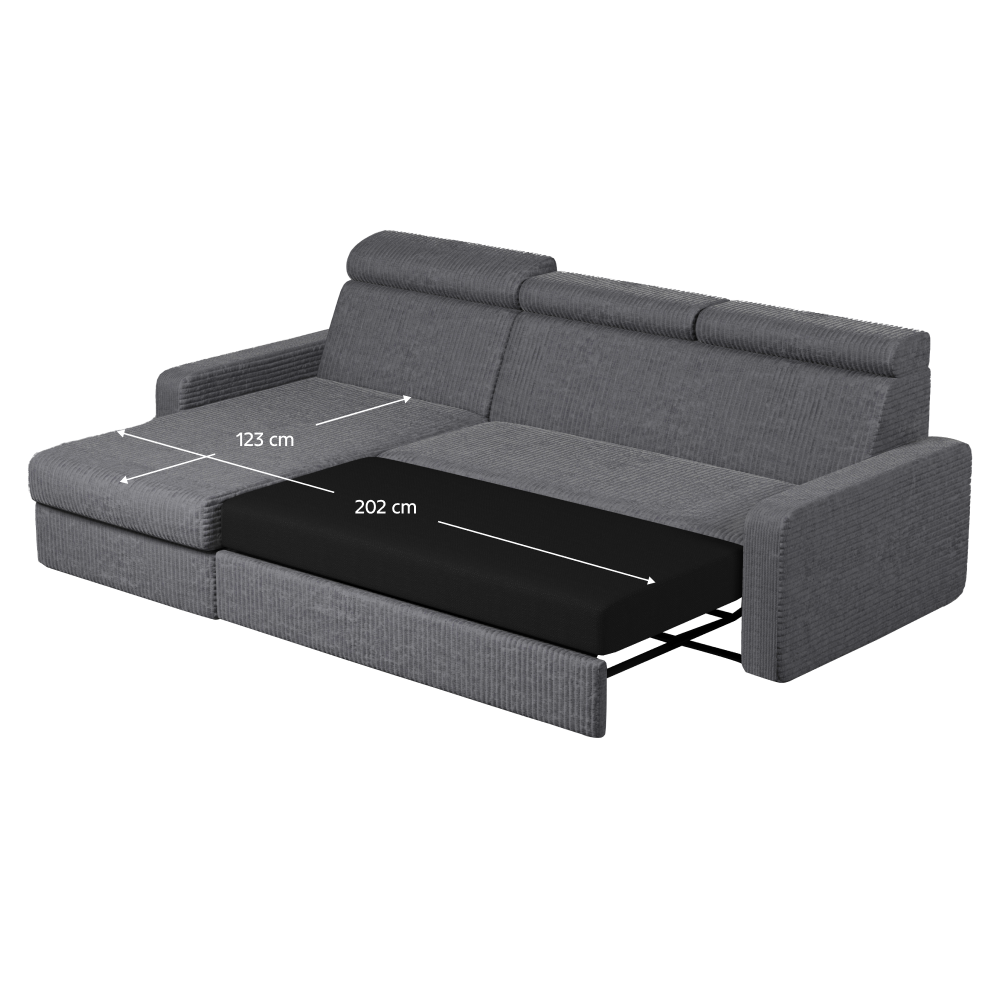 Set canapea de colţ, gri, pe stânga, MORA ROH