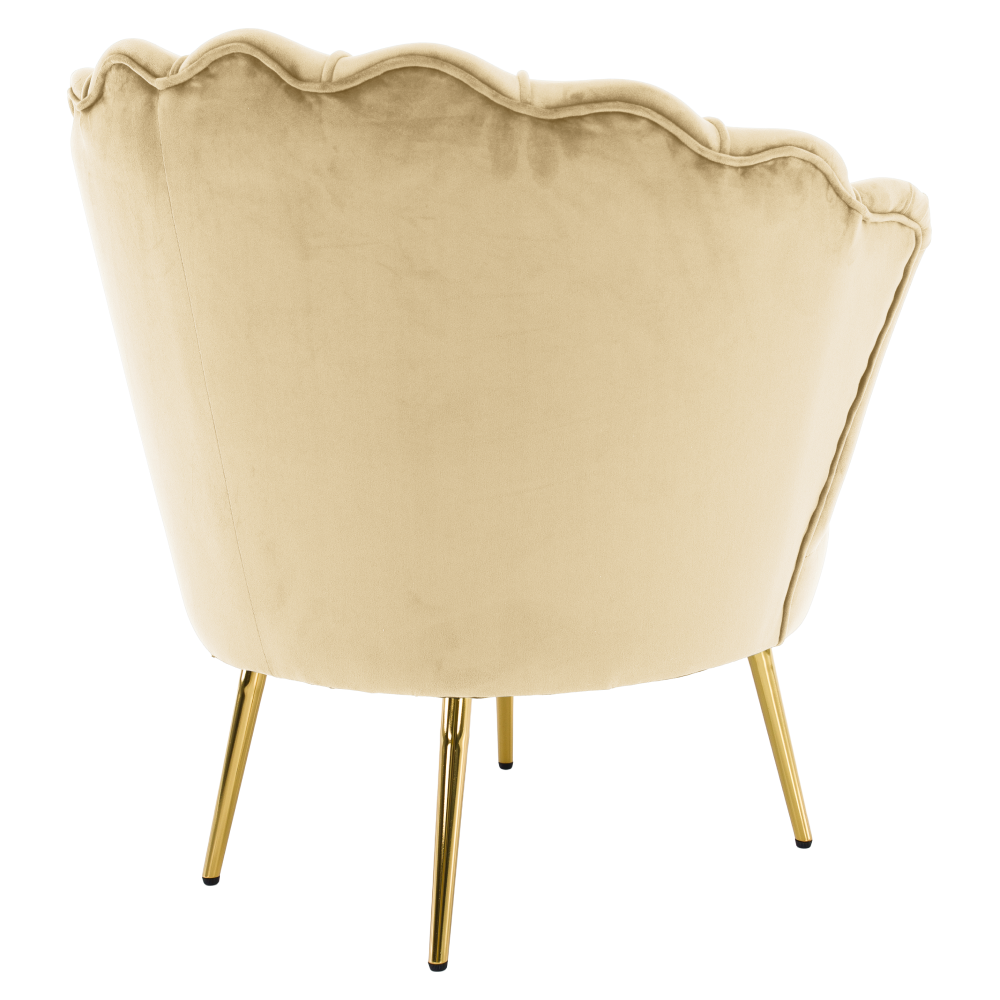 Fotoliu în stilul Art-deco, bej ţesătură Velvet/gold crom auriu, NOBLEO