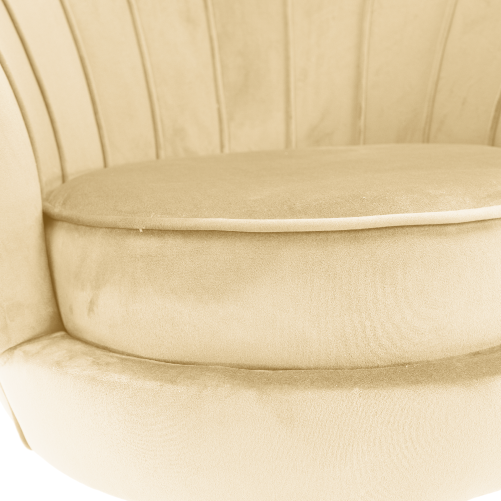 Fotoliu în stilul Art-deco, bej ţesătură Velvet/gold crom auriu, NOBLEO