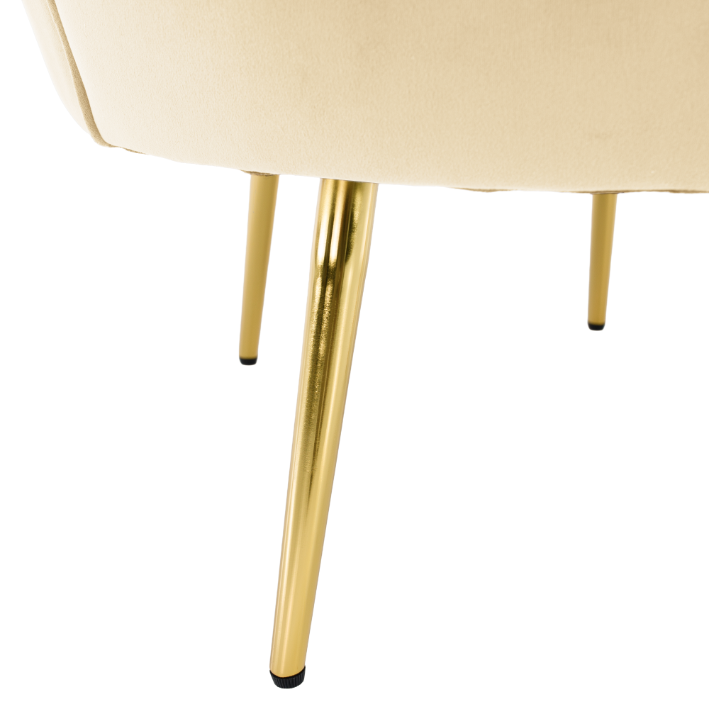 Fotoliu în stilul Art-deco, bej ţesătură Velvet/gold crom auriu, NOBLEO