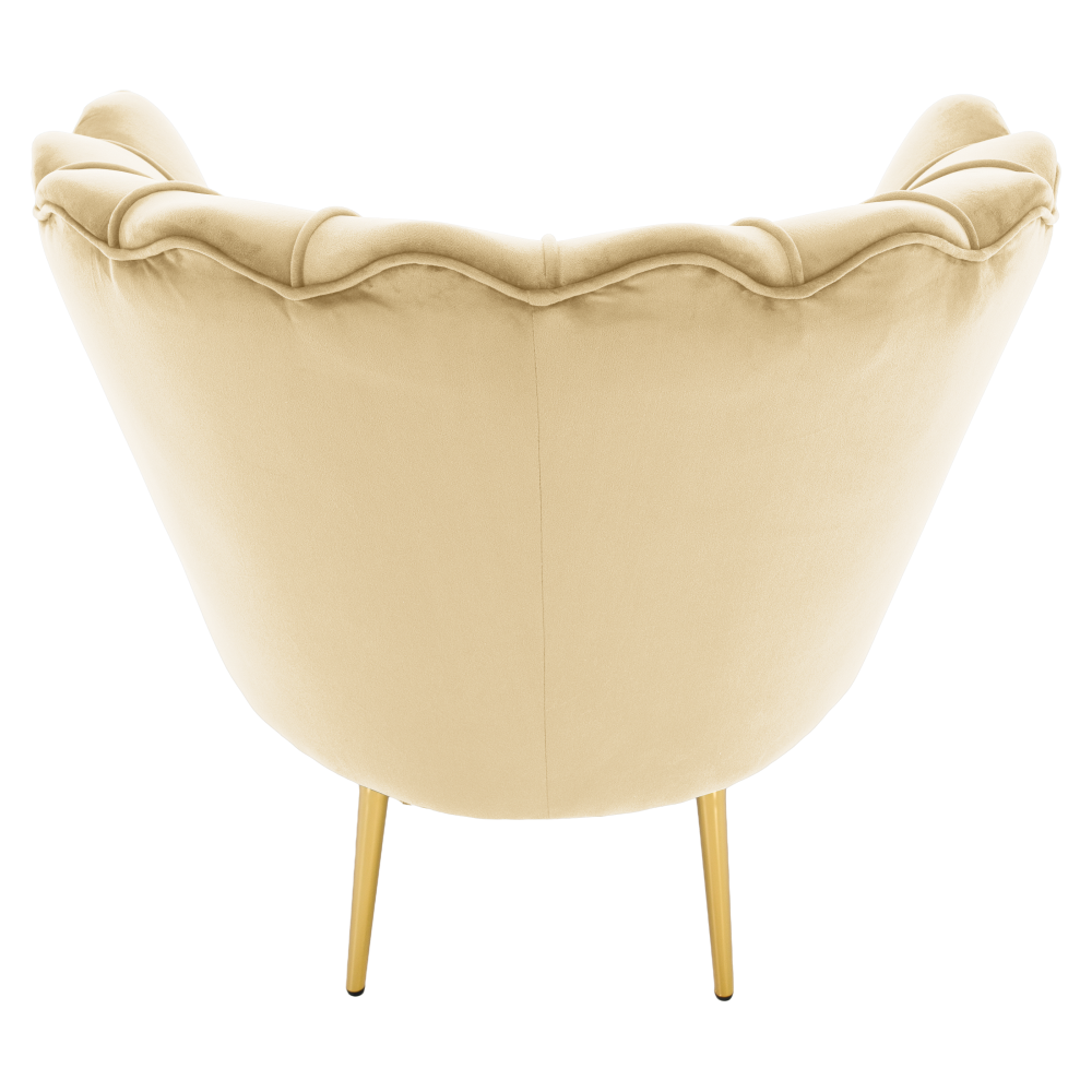 Fotoliu în stilul Art-deco, bej ţesătură Velvet/gold crom auriu, NOBLEO