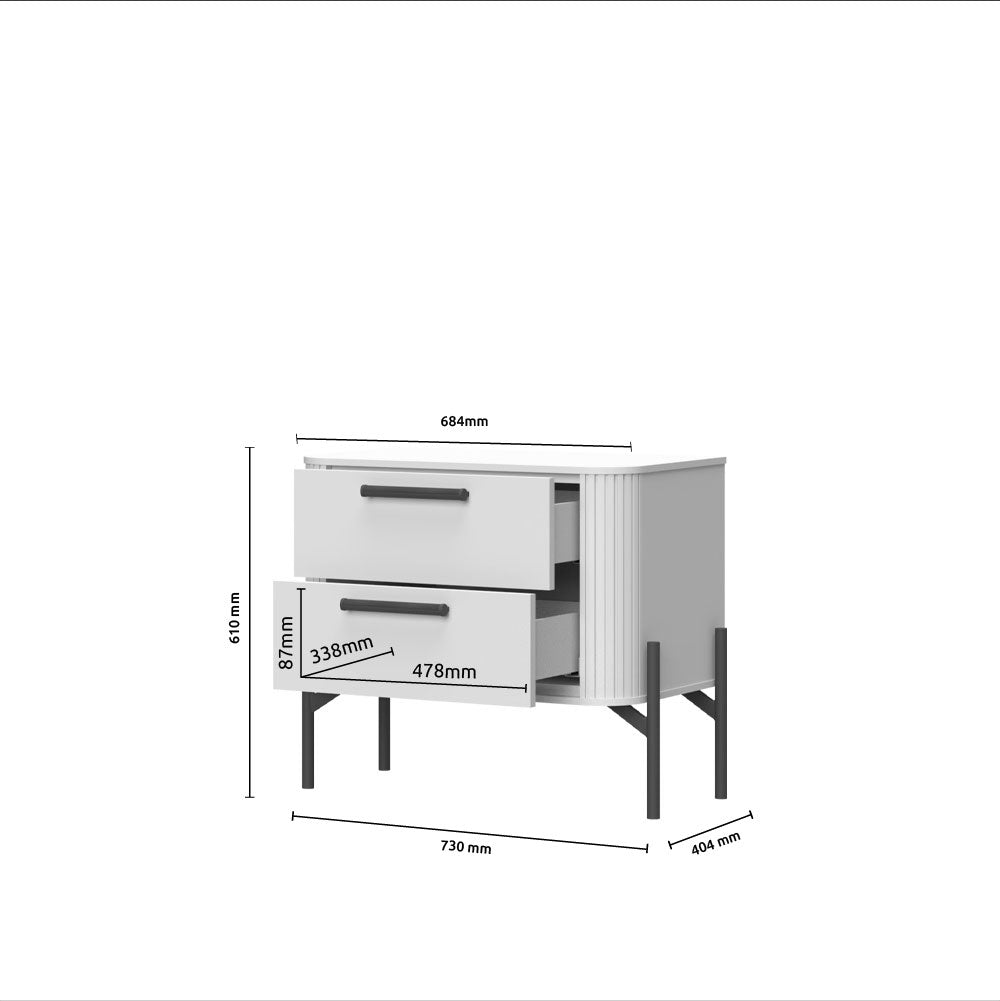 RONDO Noptiera 2 sertare NS2/ RO, 73 x 40 x 61 cm