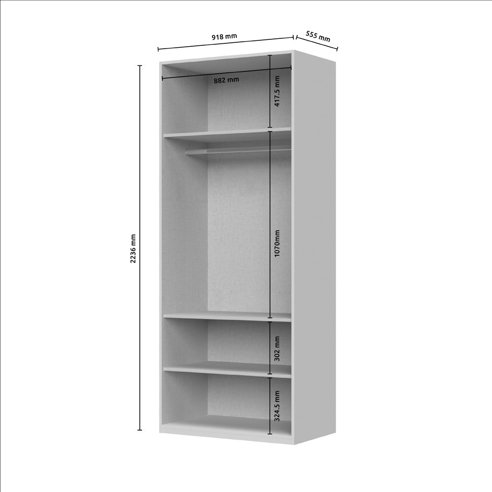 OPERA Dulap 2 usi din sticla cu rame din aluminiu P2-2AL/OP, 92 x 56 x 224 cm