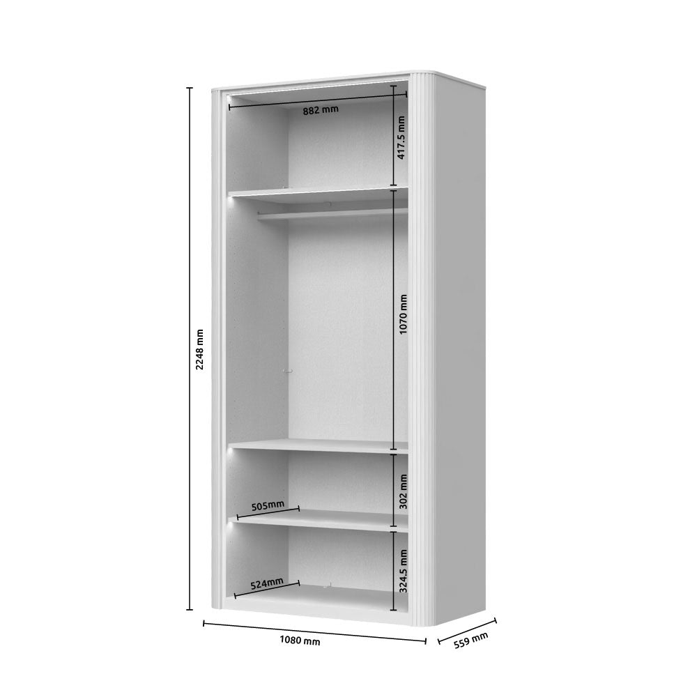 RONDO Dulap 2 usi din sticla cu rame din aluminiu P2-2AL/RO, 108 x 56 x 225 cm