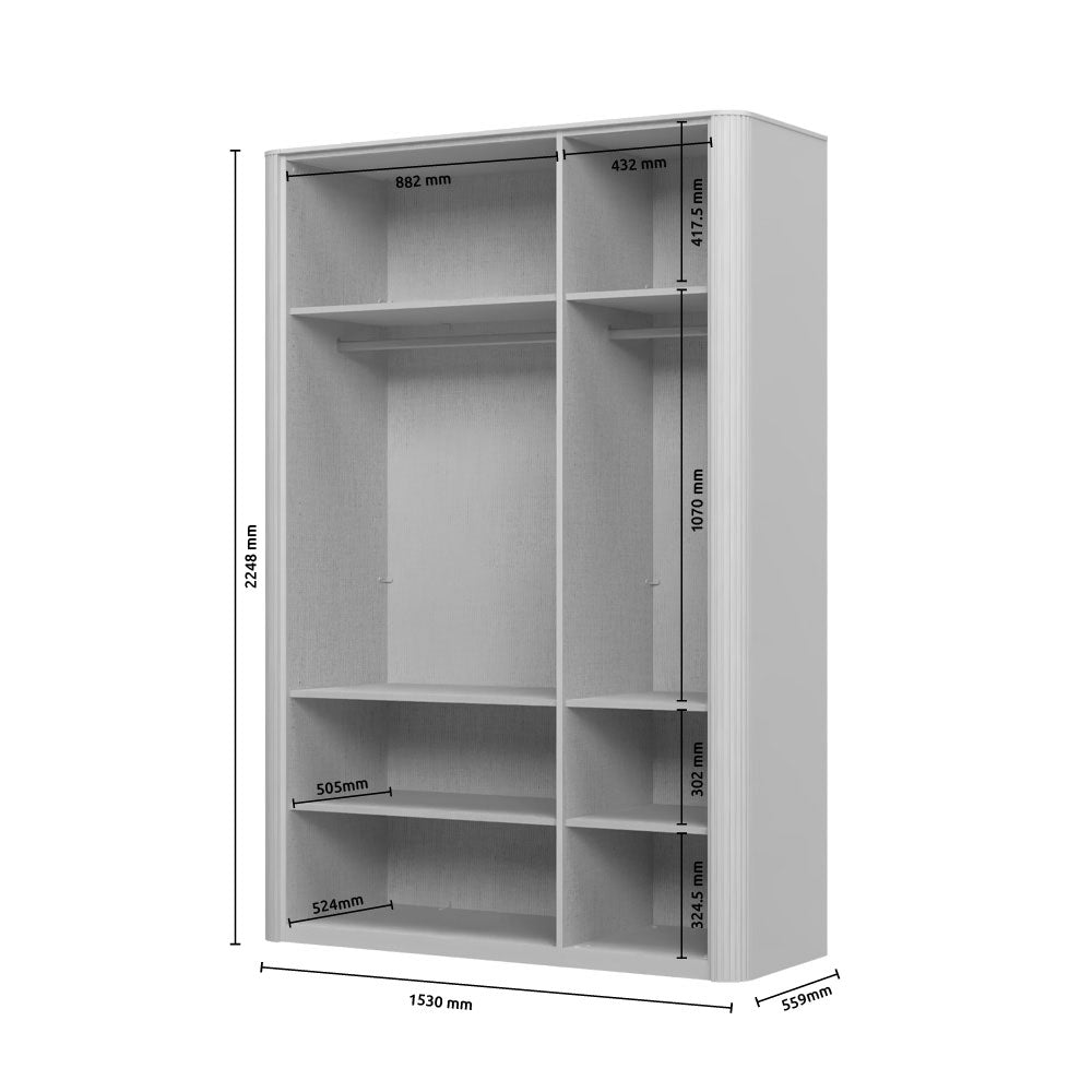 RONDO Dulap 3 usi cu iluminare interioara P3R/RO, 153 x 56 x 225 cm