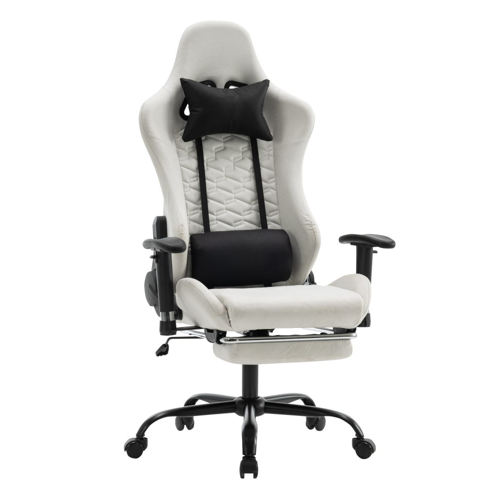 Scaun de birou/gaming, alb/negru, PAPIBAS