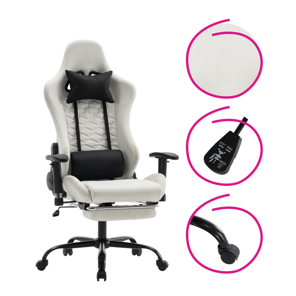 Scaun de birou/gaming, alb/negru, PAPIBAS