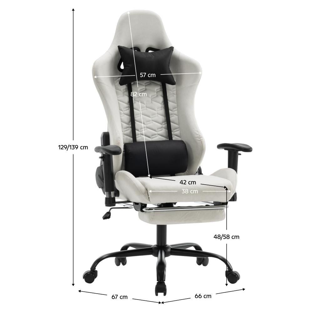 Scaun de birou/gaming, alb/negru, PAPIBAS