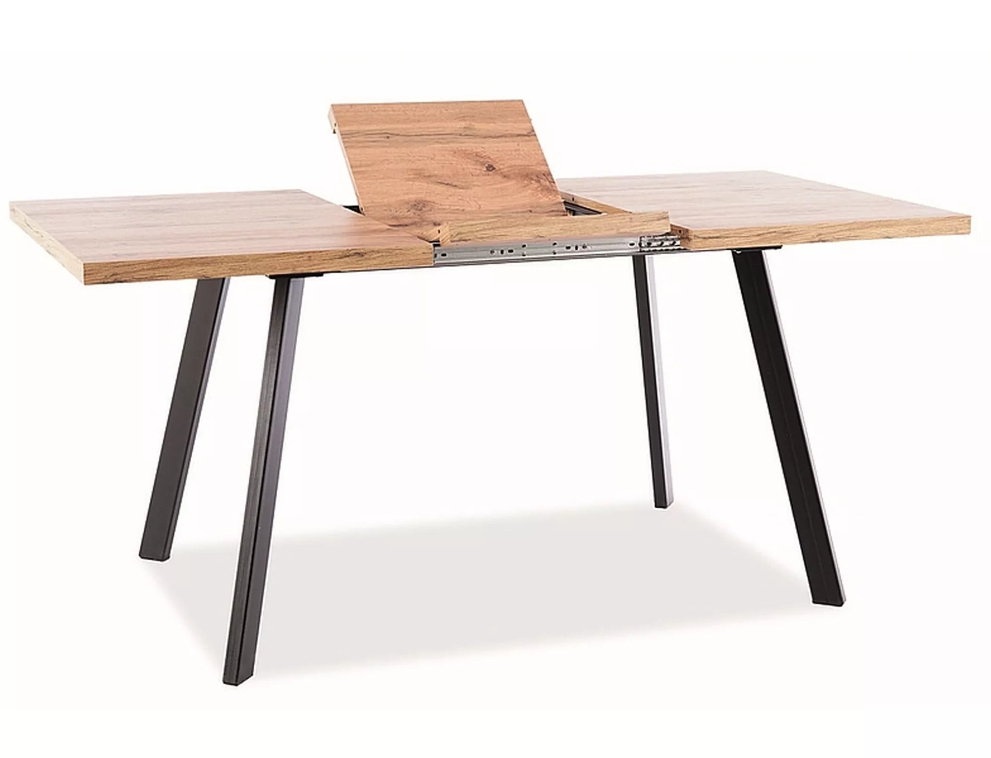Masa Brick, 120/ 160 cm, culoare stejar/ negru– mobilaslava