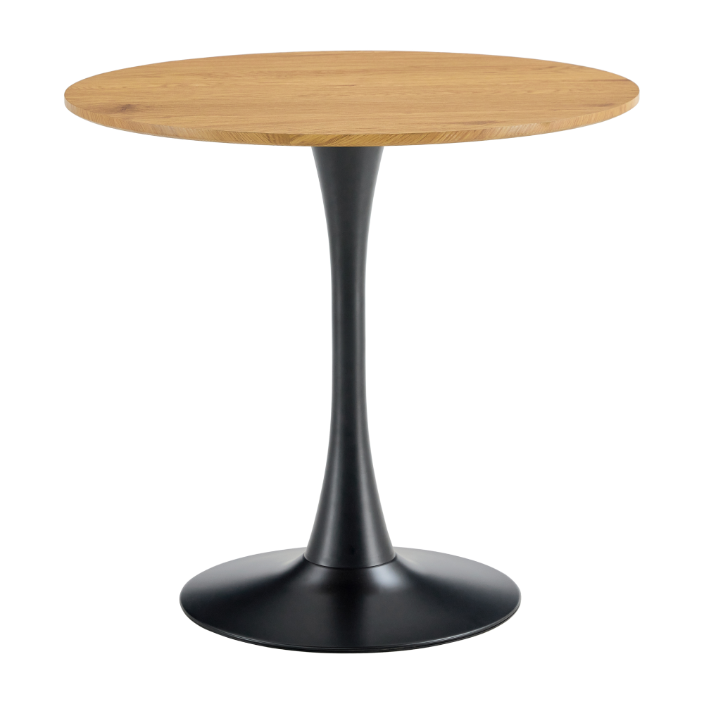 Masă de sufragerie, stejar/negru, diametru 80 cm, REVENTON NEW