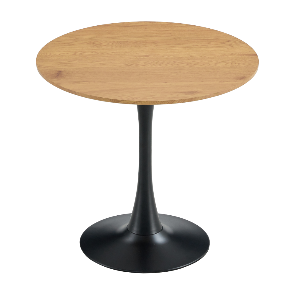 Masă de sufragerie, rotundă, stejar/negru, diametru 80 cm, REVENTON NEW