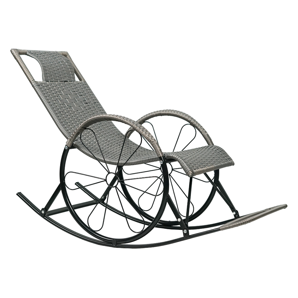 Scaun de balansare, ratan/metal, gri, ROKIN