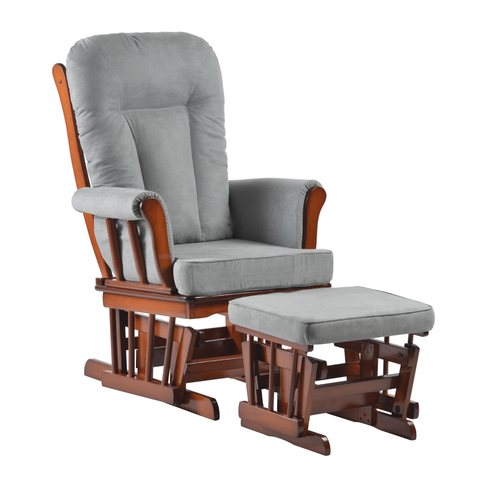 Scaun balansoar cu suport pentru picioare, nuc/gri, SAFORD