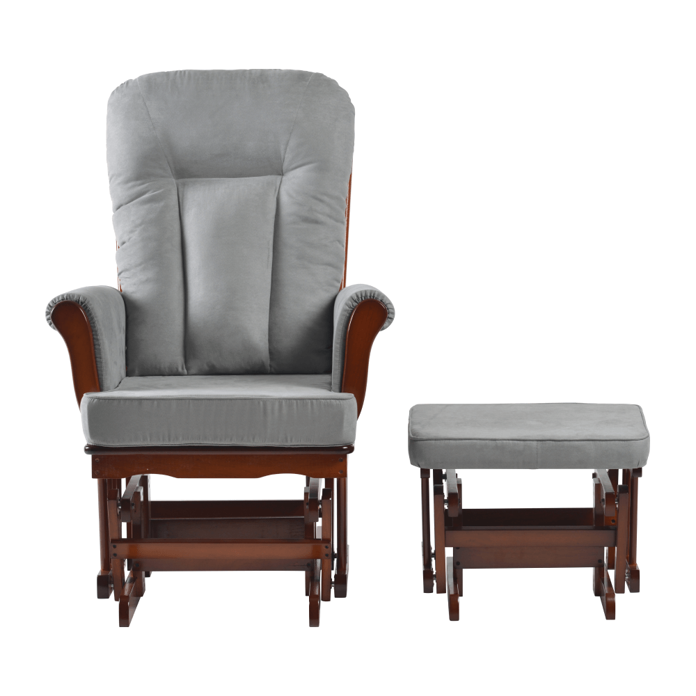 Scaun balansoar cu suport pentru picioare, nuc/gri, SAFORD