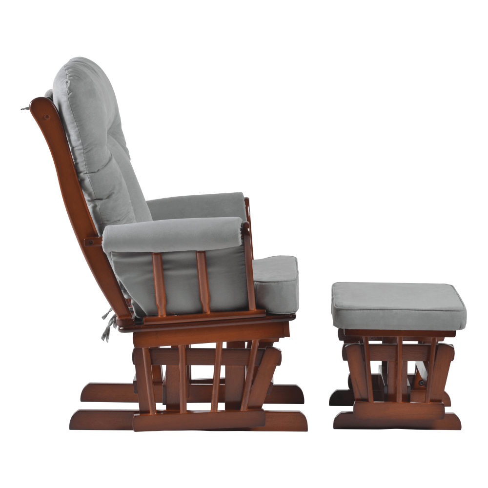 Scaun balansoar cu suport pentru picioare, nuc/gri, SAFORD