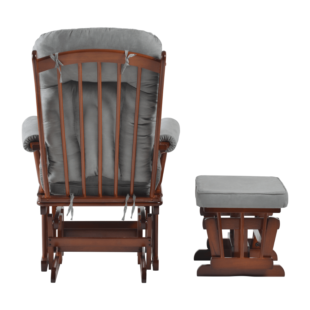 Scaun balansoar cu suport pentru picioare, nuc/gri, SAFORD