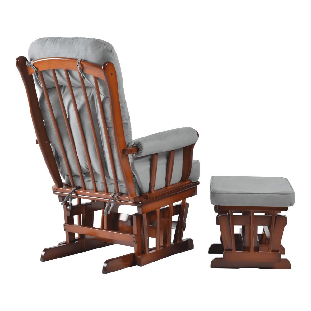 Scaun balansoar cu suport pentru picioare, nuc/gri, SAFORD