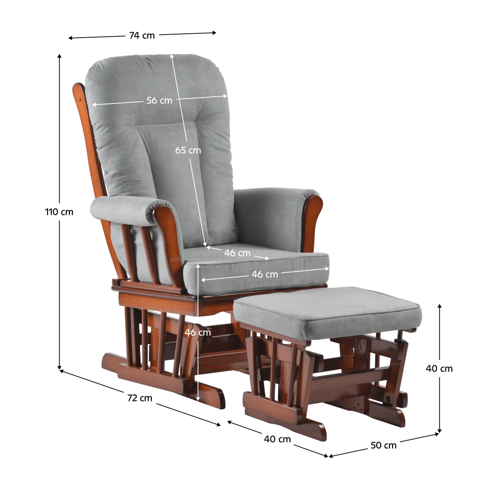 Scaun balansoar cu suport pentru picioare, nuc/gri, SAFORD