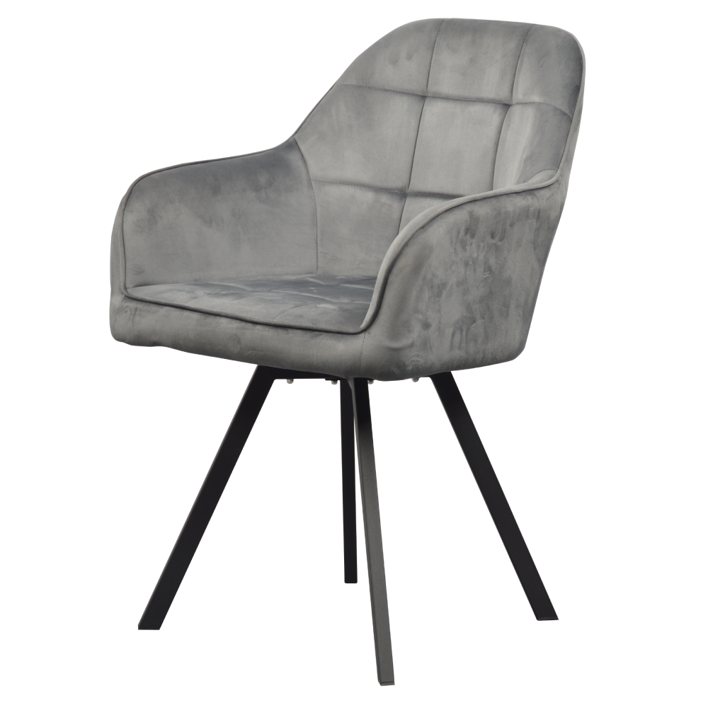 Fotoliu pentru sufragerie pivotant, ţesătură Velvet gri închis, SAMANTA