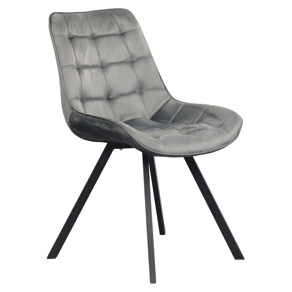 Scaun de sufragerie, ţesătură Velvet gri închis/negru, SAMIRA