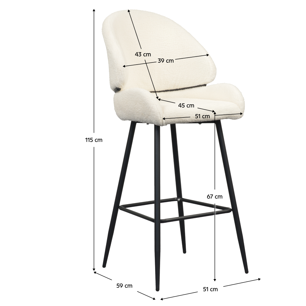 Scaun de bar, alb/negru, SANAKO TYP 2