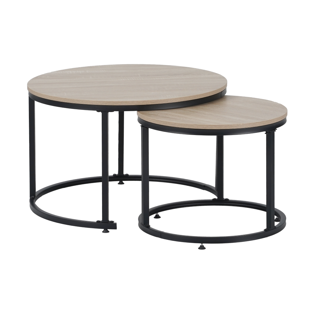 Măsuţe de cafea, set de 2 buc., stejar sonoma/negru, TARNI