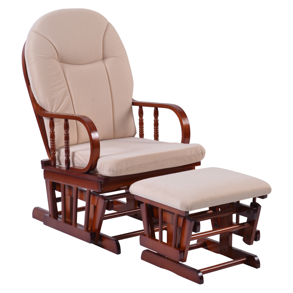 Scaun balansoar cu suport pentru picioare, nuc/bej, TALMAN