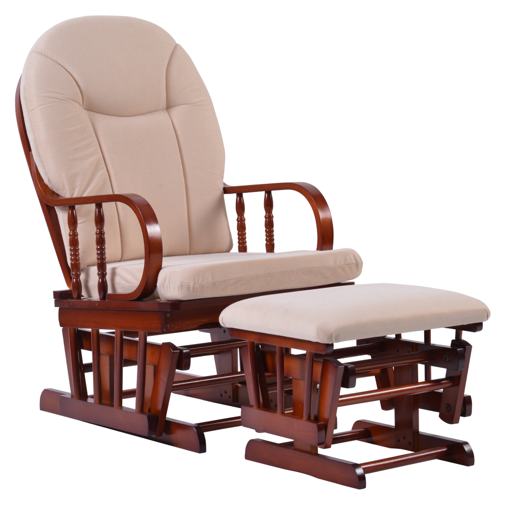 Scaun balansoar cu suport pentru picioare, nuc/bej, TALMAN