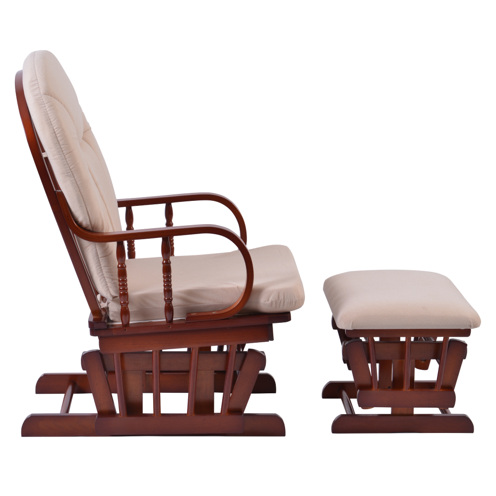 Scaun balansoar cu suport pentru picioare, nuc/bej, TALMAN