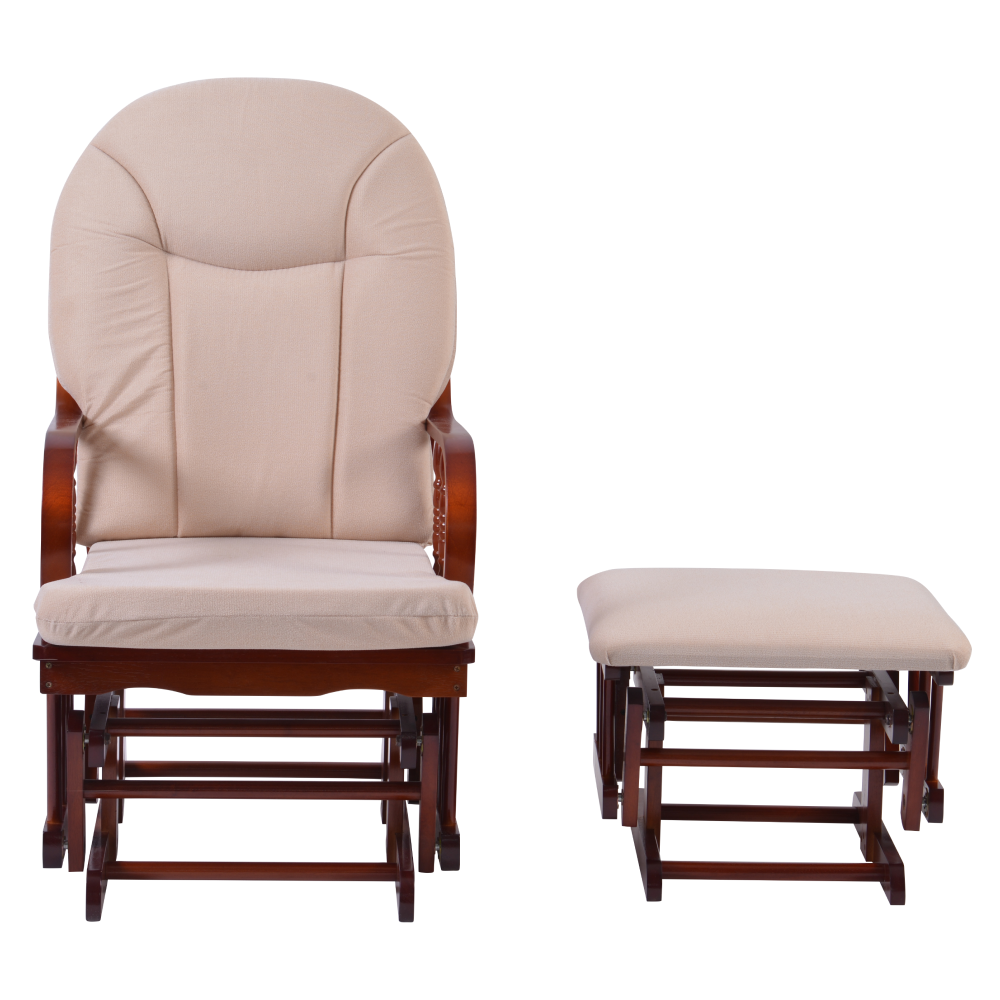 Scaun balansoar cu suport pentru picioare, nuc/bej, TALMAN