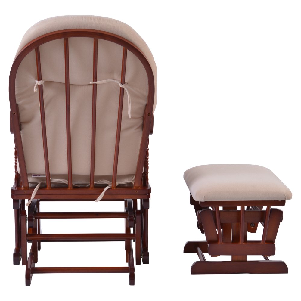 Scaun balansoar cu suport pentru picioare, nuc/bej, TALMAN