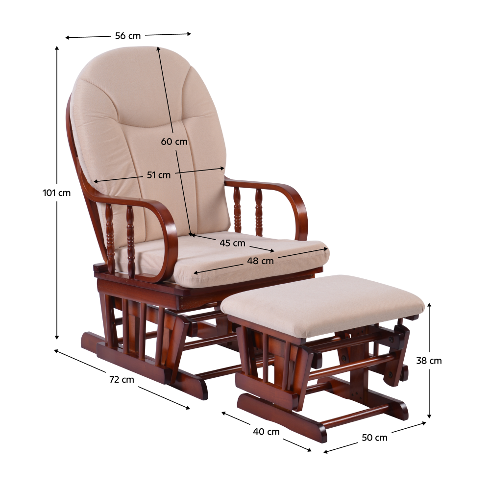 Scaun balansoar cu suport pentru picioare, nuc/bej, TALMAN