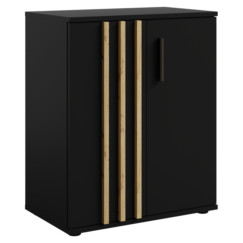 Comodă, 2D, neagră/stejar artisan, TOLIS TYP 1