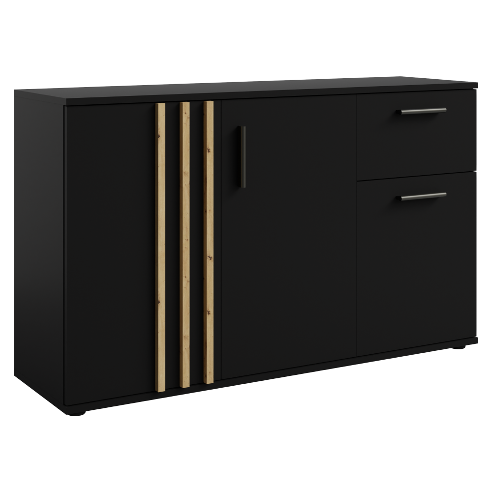 Comodă, 3D1S, neagră/stejar artisan, TOLIS TYP 2