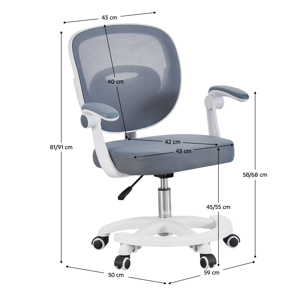 Scaun pivotant, gri/alb, TRIXI TYP 2