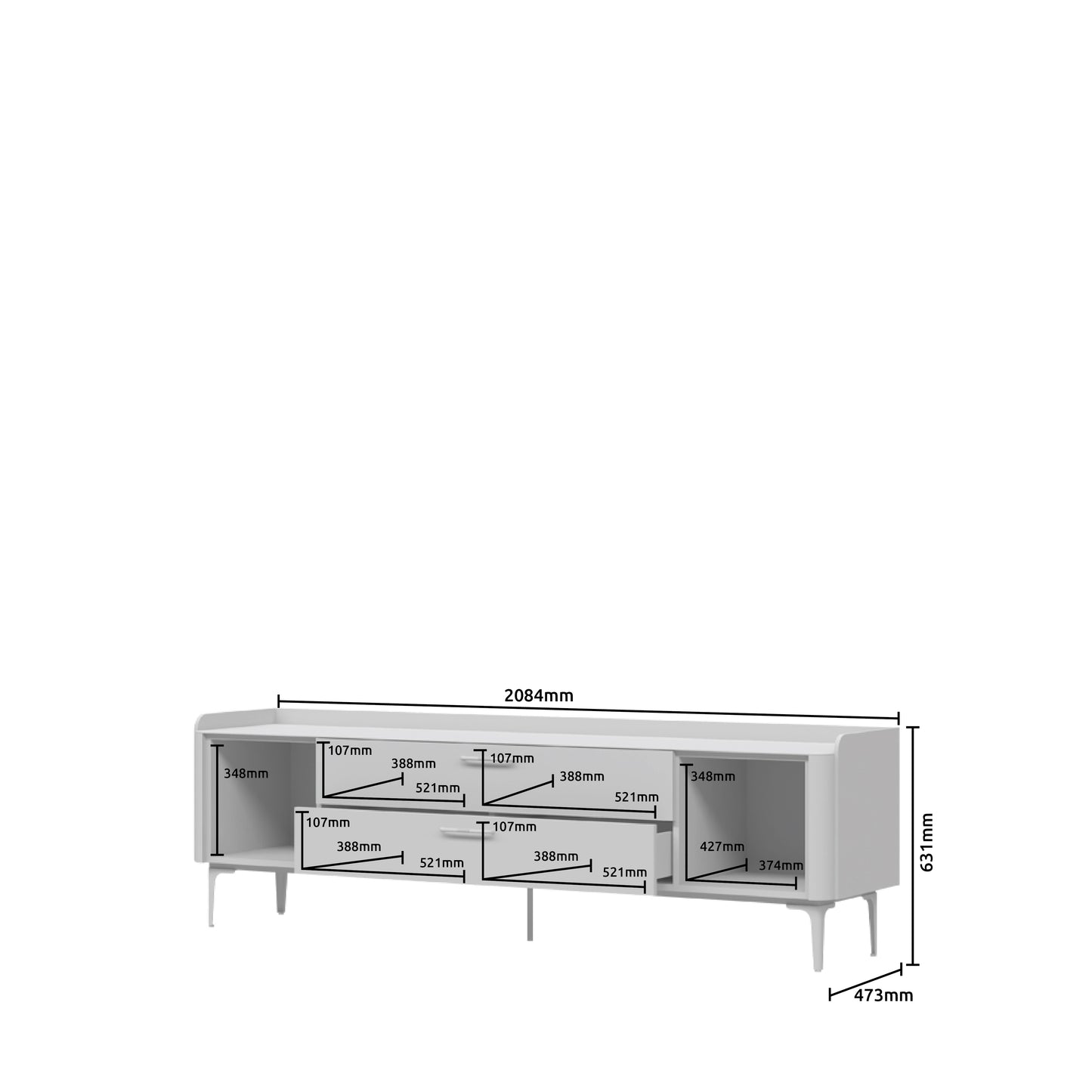 AIR Comoda TV209-2K2F/ AI, 209 x 47 x 63 cm
