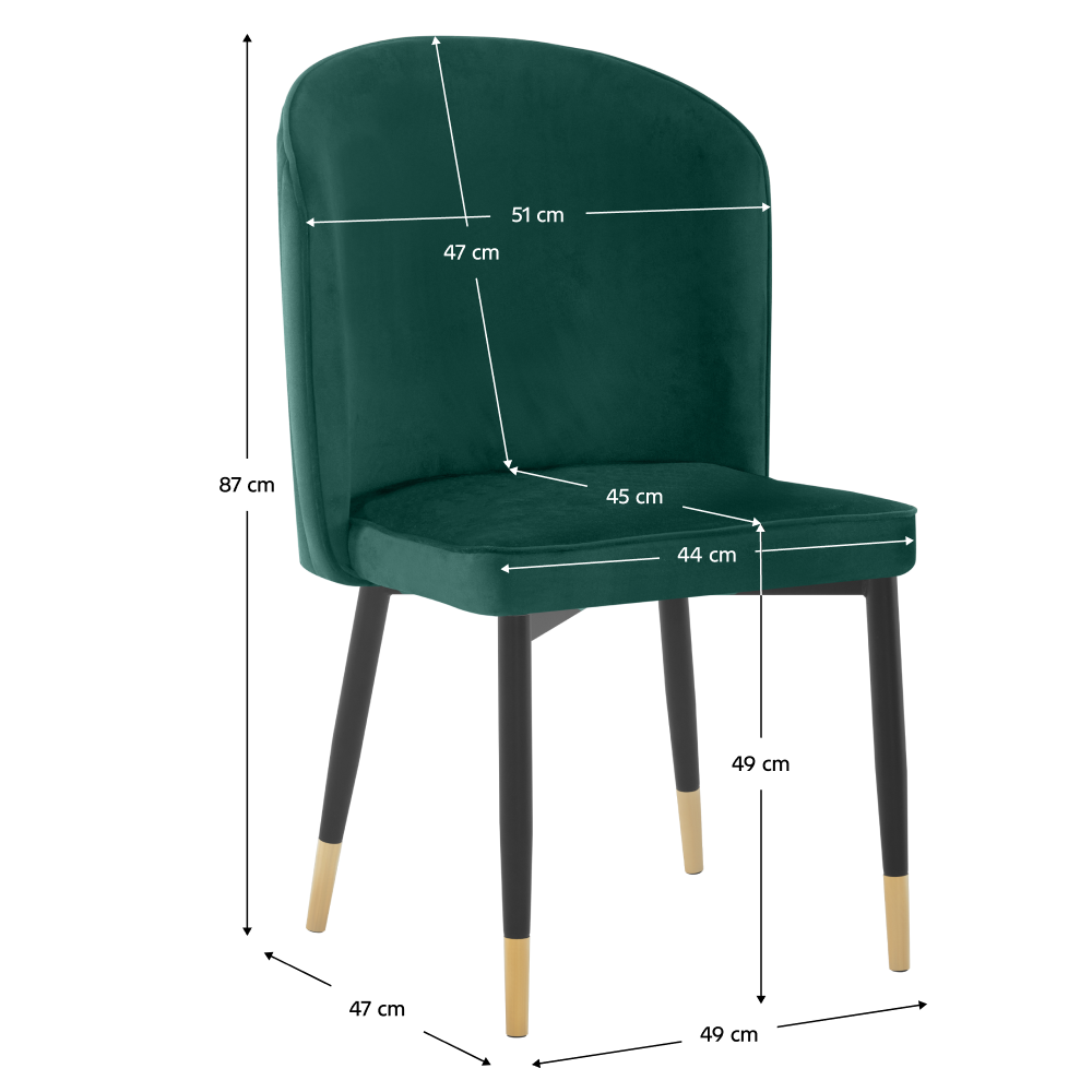 Scaun de sufragerie, ţesătură Velvet verde/negru, UDAJA