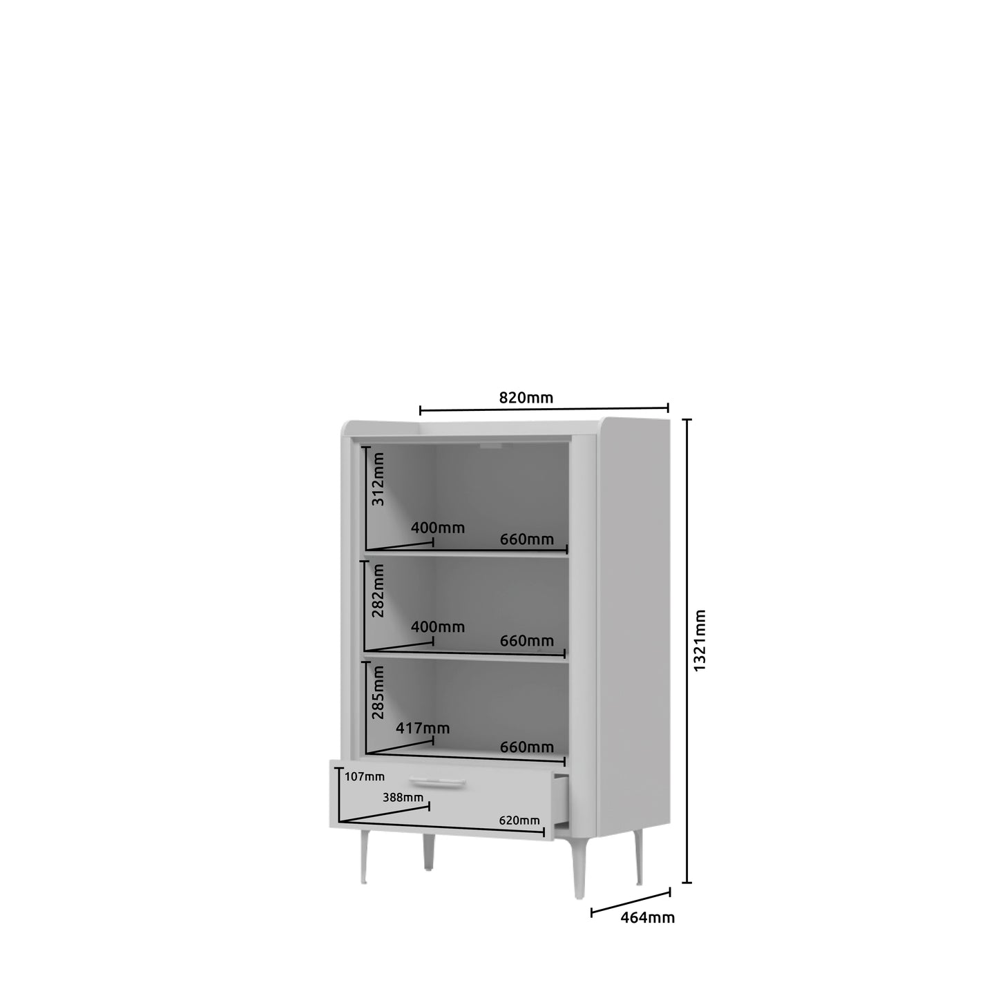 AIR Vitrina medie V82/ 2KS1F/ AI, 82 x 47 x 132 cm