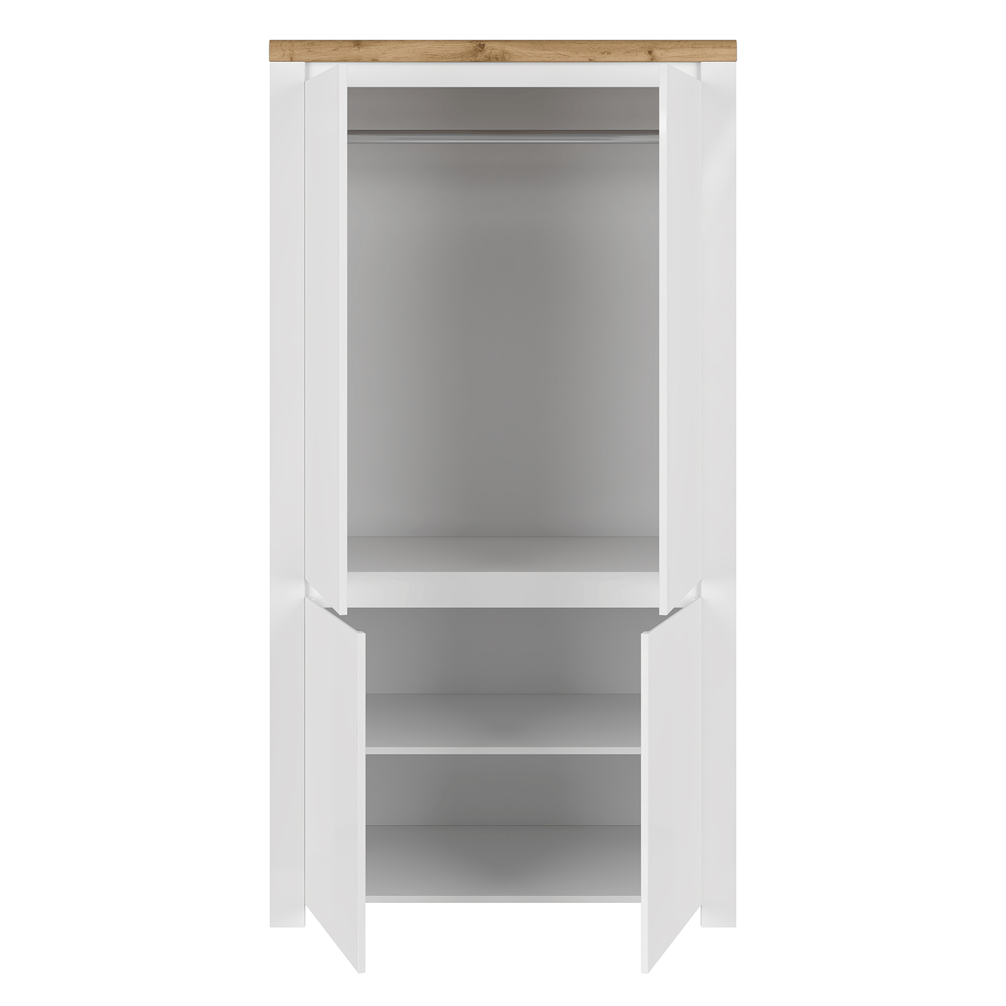 Dulap 4D, alb lucios/ stejar wotan, VILGO