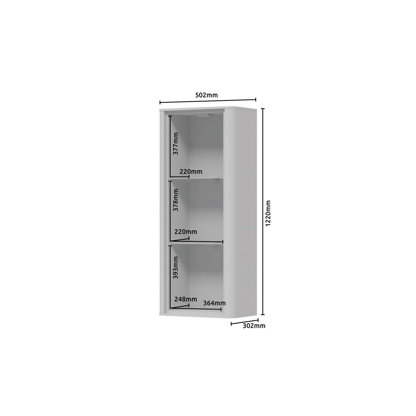 AIR Vitrina suspendata VK-1KS/ AI, 50 x 30 x 122 cm