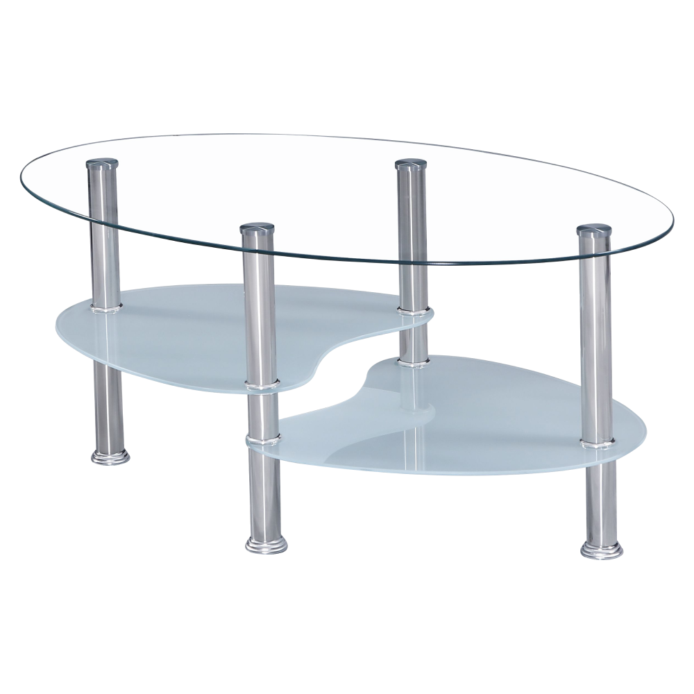 Măsuţă de cafea, oţel/sticlă transparentă/sticlă de culoarea laptelui, WAVE NEW