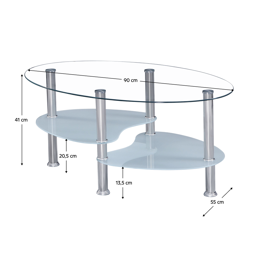 Măsuţă de cafea, oţel/sticlă transparentă/sticlă de culoarea laptelui, WAVE NEW