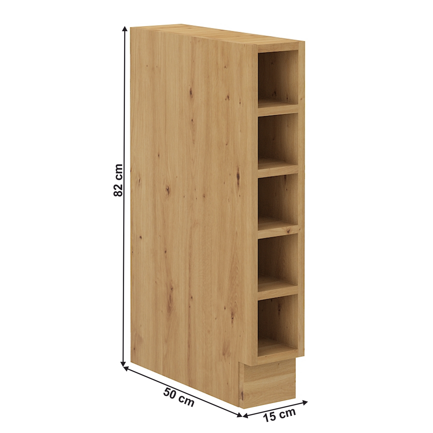 Dulap inferior fără uşă, stejar artisan, LULA 15D OTW BB