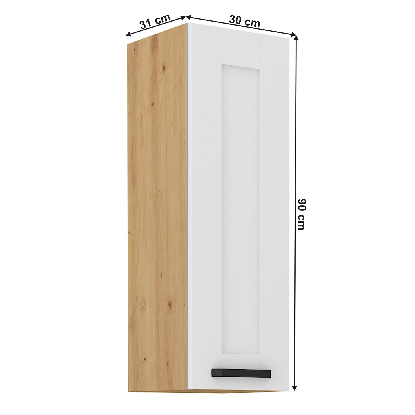 Dulap superior, alb/stejar artisan, LULA 30 G-90 1F