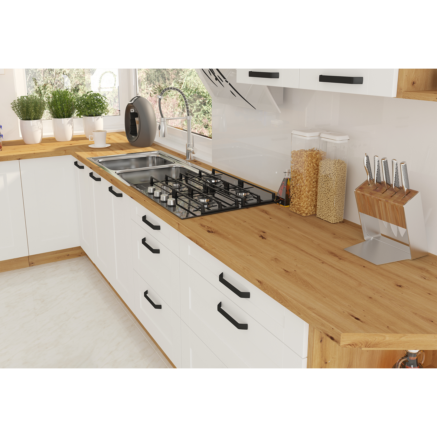 Dulap înalt, alb/stejar artisan, LULA 40 DK-210 2F